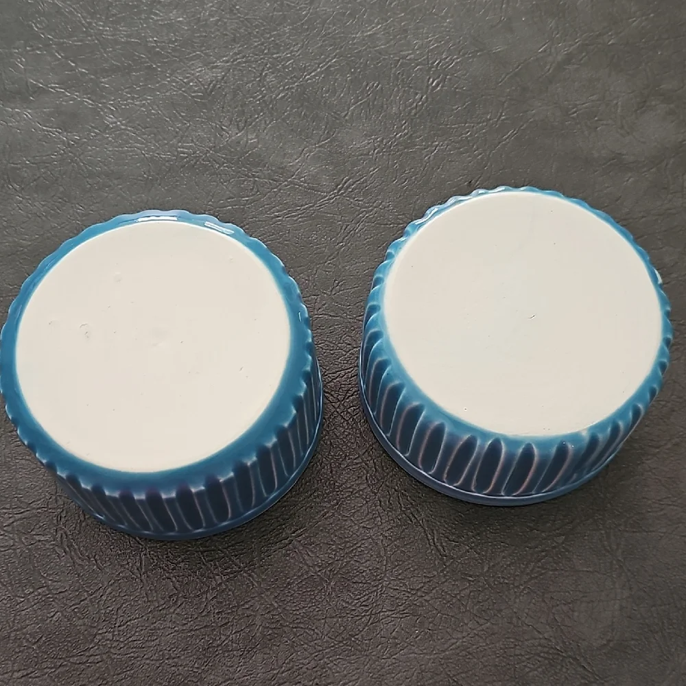 Blue and White Ceramic Ramekin Bowls
